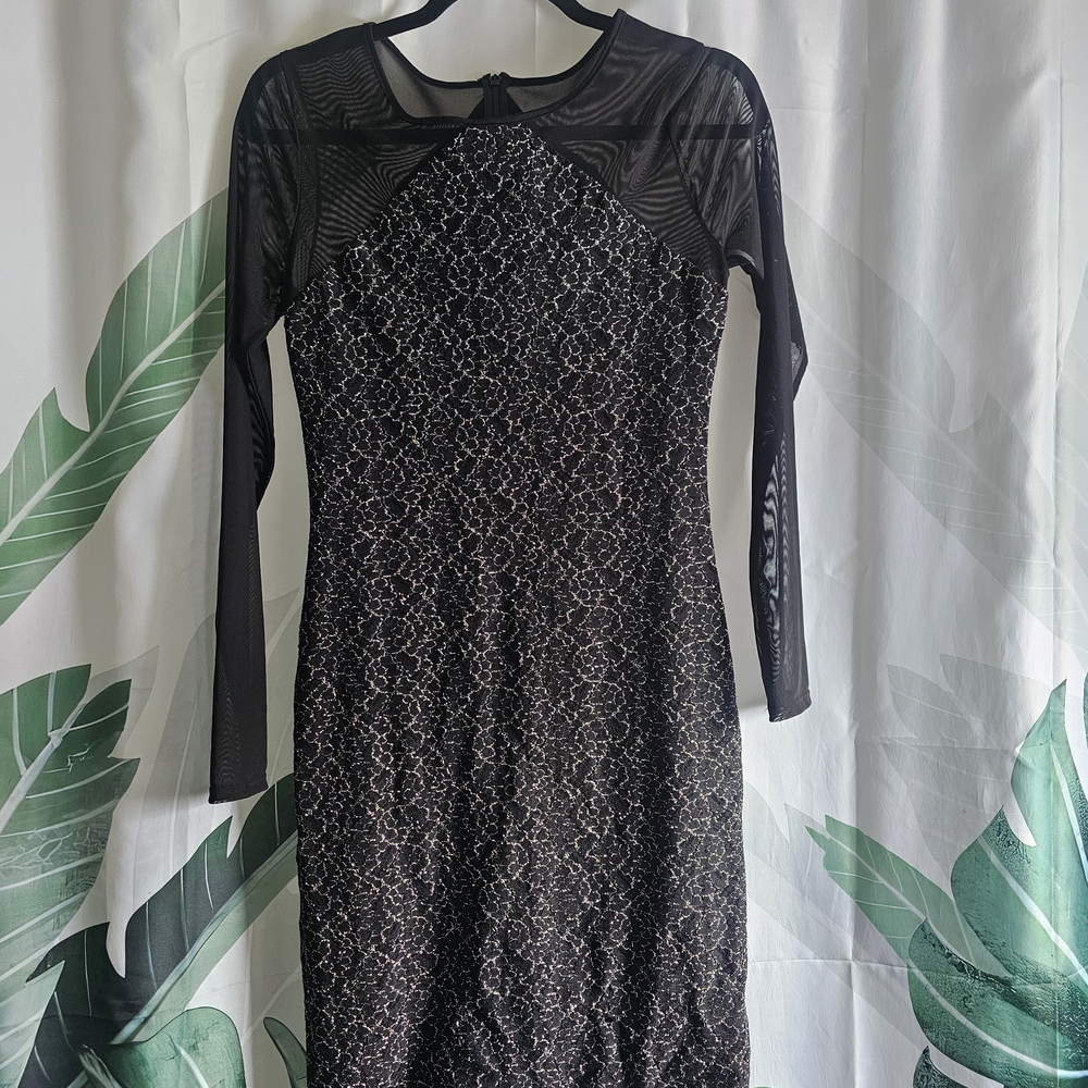 Laundry By Shelli Segal Black Lace Long Sleeve Dress